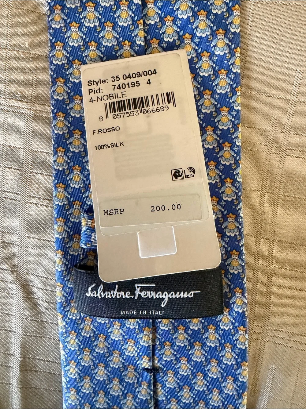 Salvatore Ferragamo Blue Silk Tie with Yellow and White Floral Motif